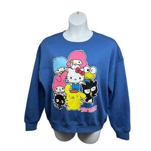 Hello Kitty and Friends Sanrio Blue Graphic Pullover Sweatshirt Womens Large New